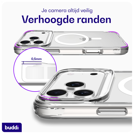 Buddi Core Apple iPhone 17 Pro Hoesje MagSafe Back Cover Matte Transparant afbeelding 6