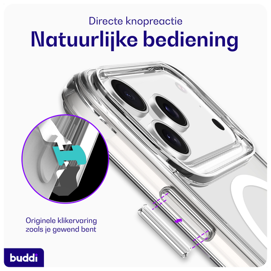 Buddi Core Apple iPhone 17 Pro Hoesje MagSafe Back Cover Matte Transparant afbeelding 5