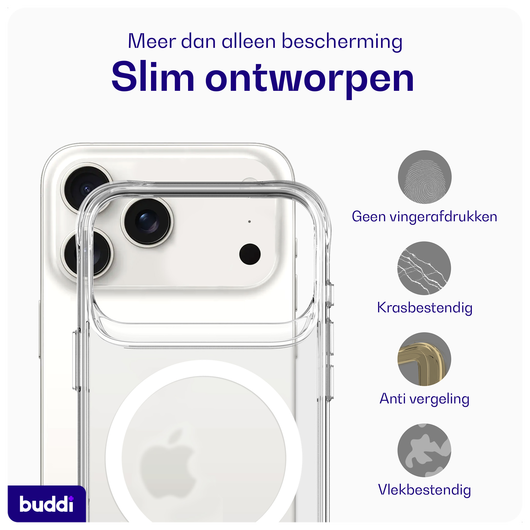 Buddi Core Apple iPhone 17 Pro Hoesje MagSafe Back Cover Matte Transparant afbeelding 4