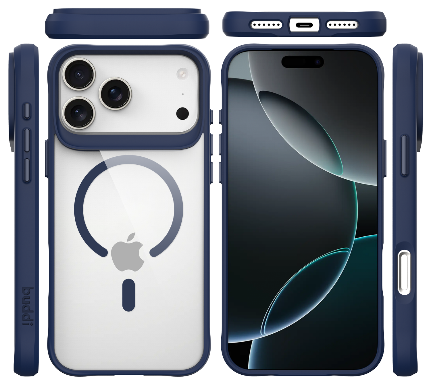 Buddi Hybrid Apple iPhone 17 Pro Hoesje MagSafe Back Cover Transparant Blauw afbeelding 9