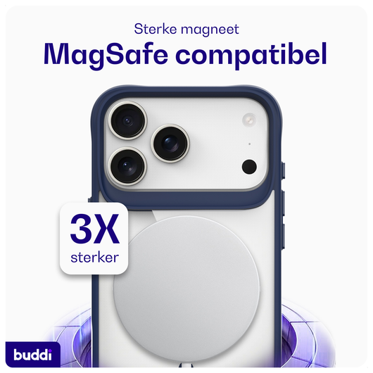 Buddi Hybrid Apple iPhone 17 Pro Hoesje MagSafe Back Cover Transparant Blauw afbeelding 3