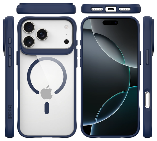 Buddi Hybrid Apple iPhone 17 Pro Hoesje MagSafe Back Cover Transparant Blauw afbeelding 9