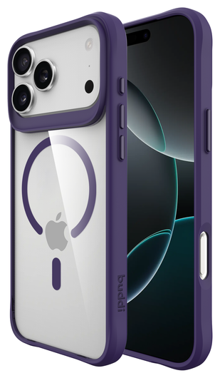 Buddi Hybrid Apple iPhone 17 Pro Hoesje MagSafe Back Cover Transparant Paars afbeelding 1