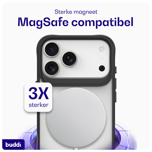 Buddi Hybrid Apple iPhone 17 Pro Hoesje MagSafe Back Cover Matte Zwart afbeelding 3