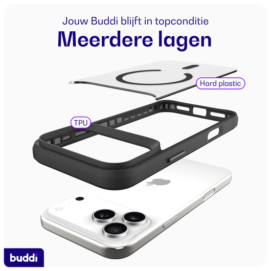 Buddi Hybrid Apple iPhone 17 Pro Hoesje MagSafe Back Cover Matte Zwart afbeelding 7