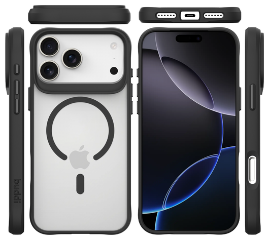 Buddi Hybrid Apple iPhone 17 Pro Hoesje MagSafe Back Cover Matte Zwart afbeelding 9