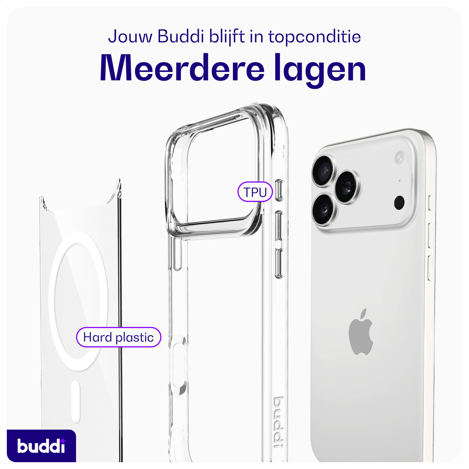 Buddi Core Apple iPhone 17 Pro Max Hoesje MagSafe Back Cover Transparant afbeelding 7