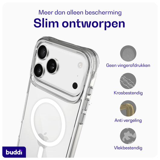 Buddi Core Apple iPhone 17 Pro Max Hoesje MagSafe Back Cover Transparant afbeelding 6