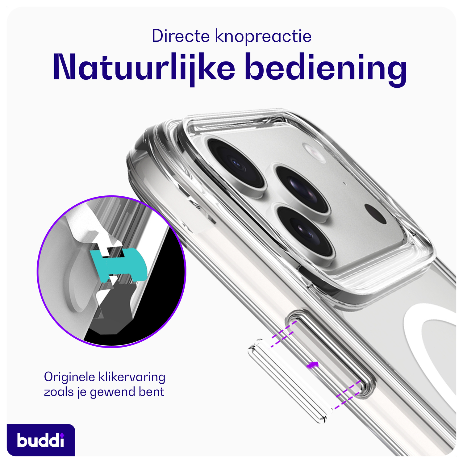 Buddi Core Apple iPhone 17 Pro Max Hoesje MagSafe Back Cover Matte Transparant afbeelding 5