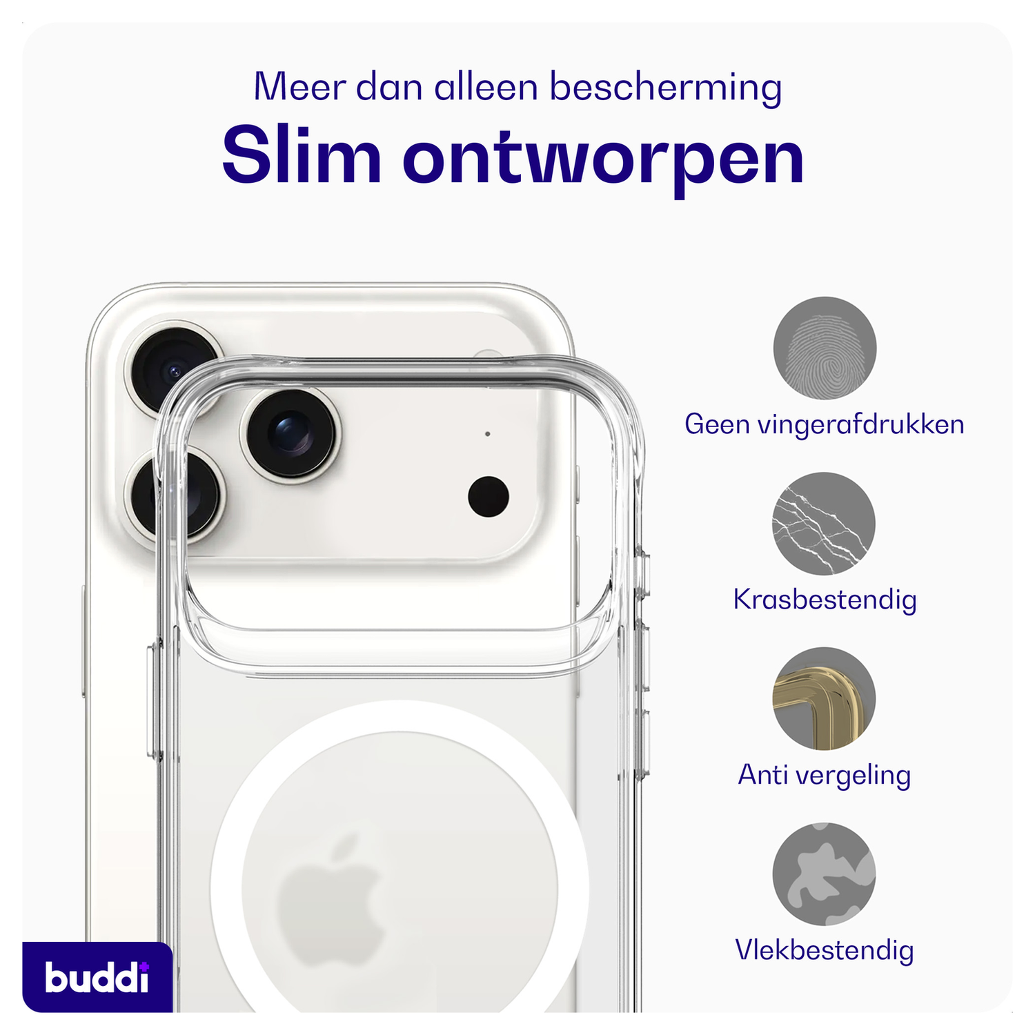 Buddi Core Apple iPhone 17 Pro Max Hoesje MagSafe Back Cover Matte Transparant afbeelding 4