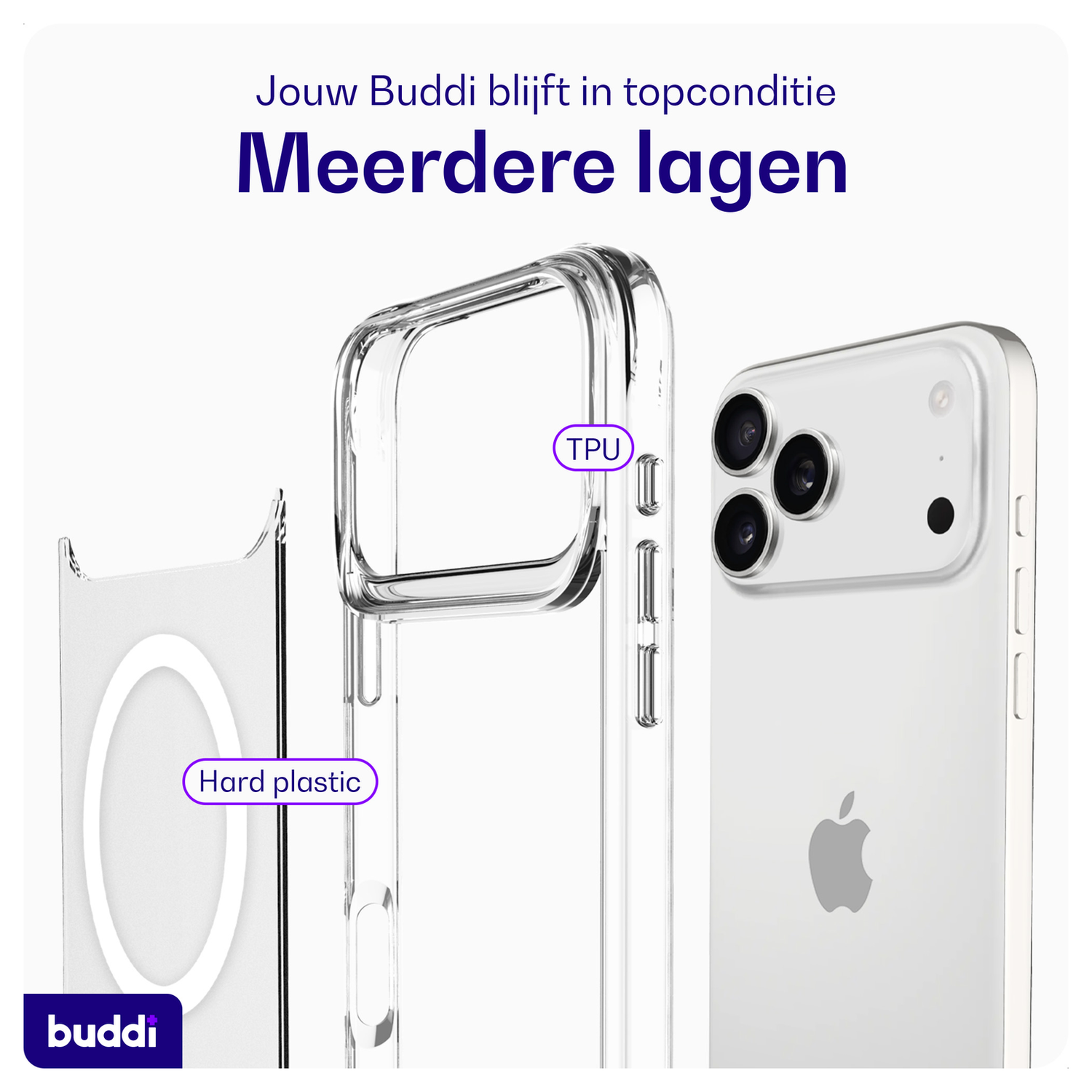 Buddi Core Apple iPhone 17 Pro Max Hoesje MagSafe Back Cover Matte Transparant afbeelding 7