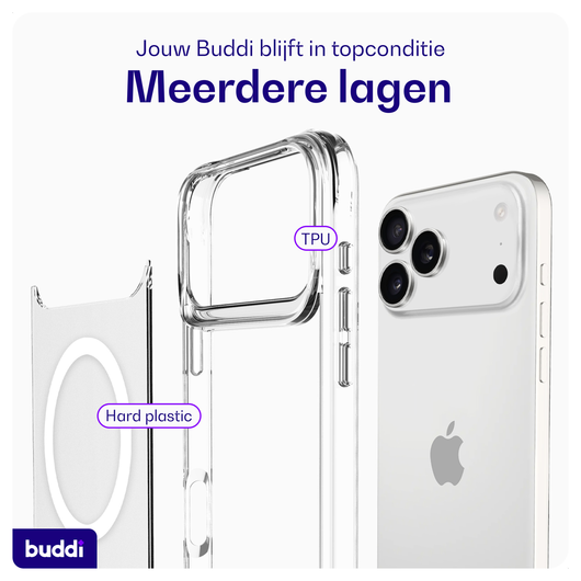 Buddi Core Apple iPhone 17 Pro Max Hoesje MagSafe Back Cover Matte Transparant afbeelding 7