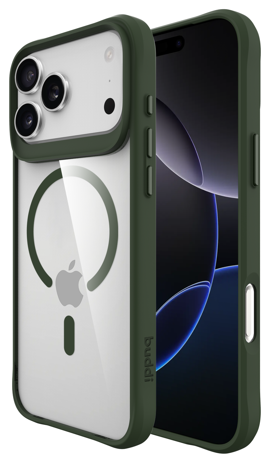Buddi Hybrid Apple iPhone 17 Pro Max Hoesje MagSafe Back Cover Transparant Groen afbeelding 1