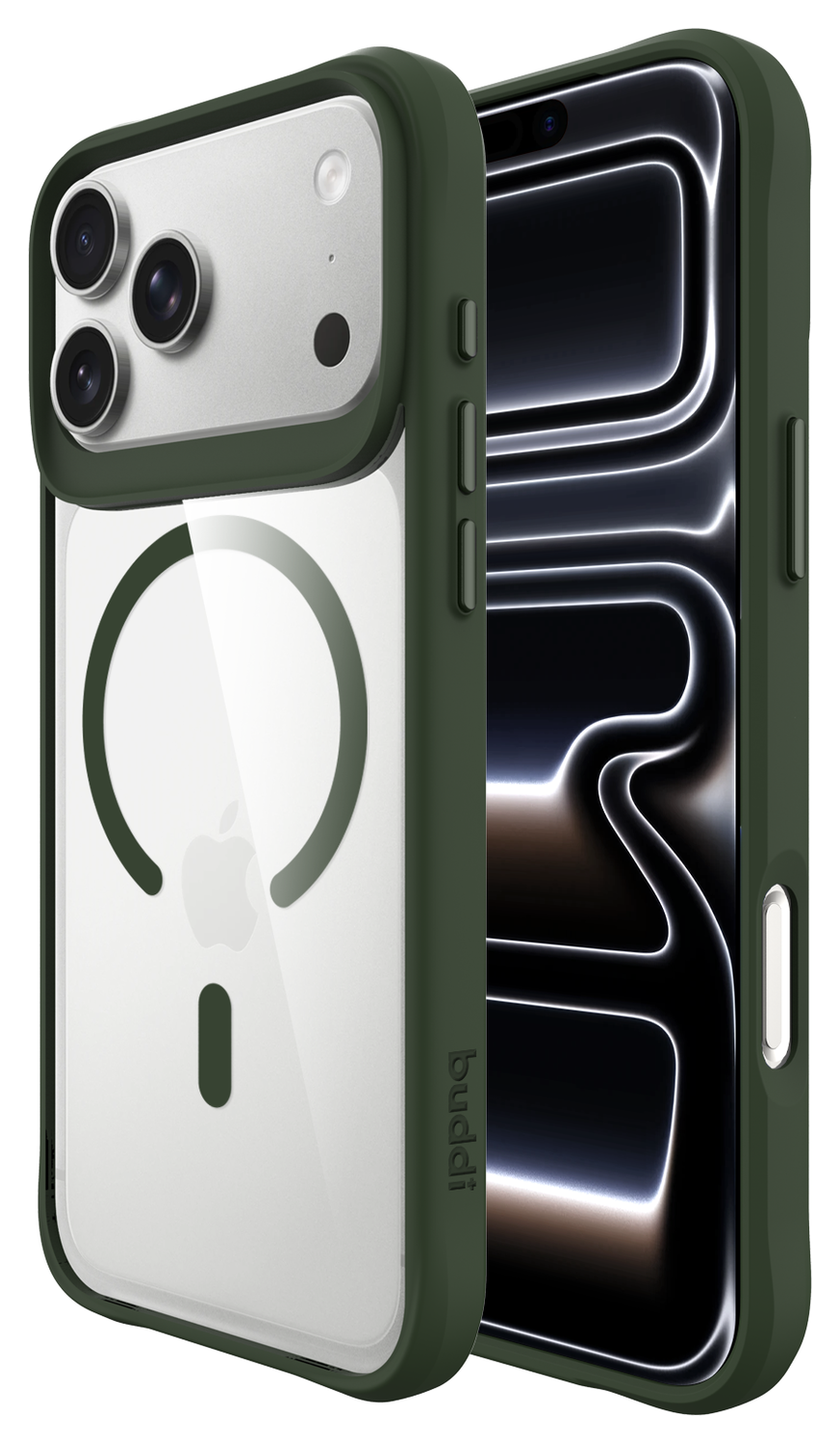 Buddi Hybrid iPhone 17 Pro Max Hoesje MagSafe Back Cover Transparant Groen afbeelding 1