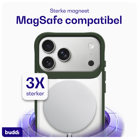 Buddi Hybrid iPhone 17 Pro Max Hoesje MagSafe Back Cover Transparant Groen afbeelding 3