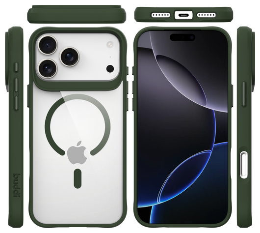 Buddi Hybrid Apple iPhone 17 Pro Max Hoesje MagSafe Back Cover Transparant Groen afbeelding 9