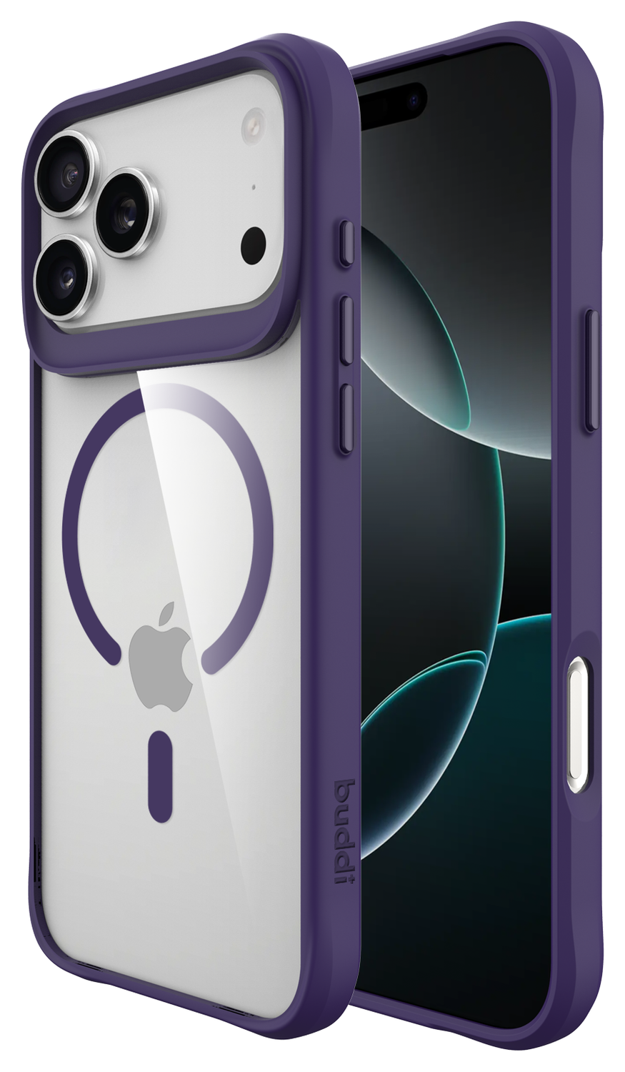 Buddi Hybrid Apple iPhone 17 Pro Max Hoesje MagSafe Back Cover Transparant Paars afbeelding 1
