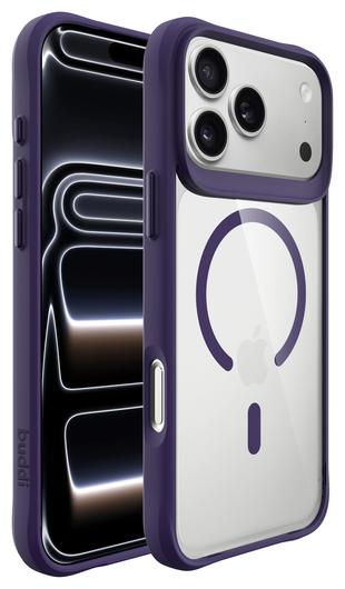 Buddi Hybrid iPhone 17 Pro Max Hoesje MagSafe Back Cover Transparant Paars afbeelding 8