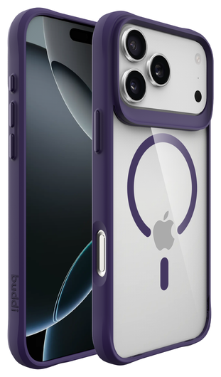Buddi Hybrid Apple iPhone 17 Pro Max Hoesje MagSafe Back Cover Transparant Paars afbeelding 8