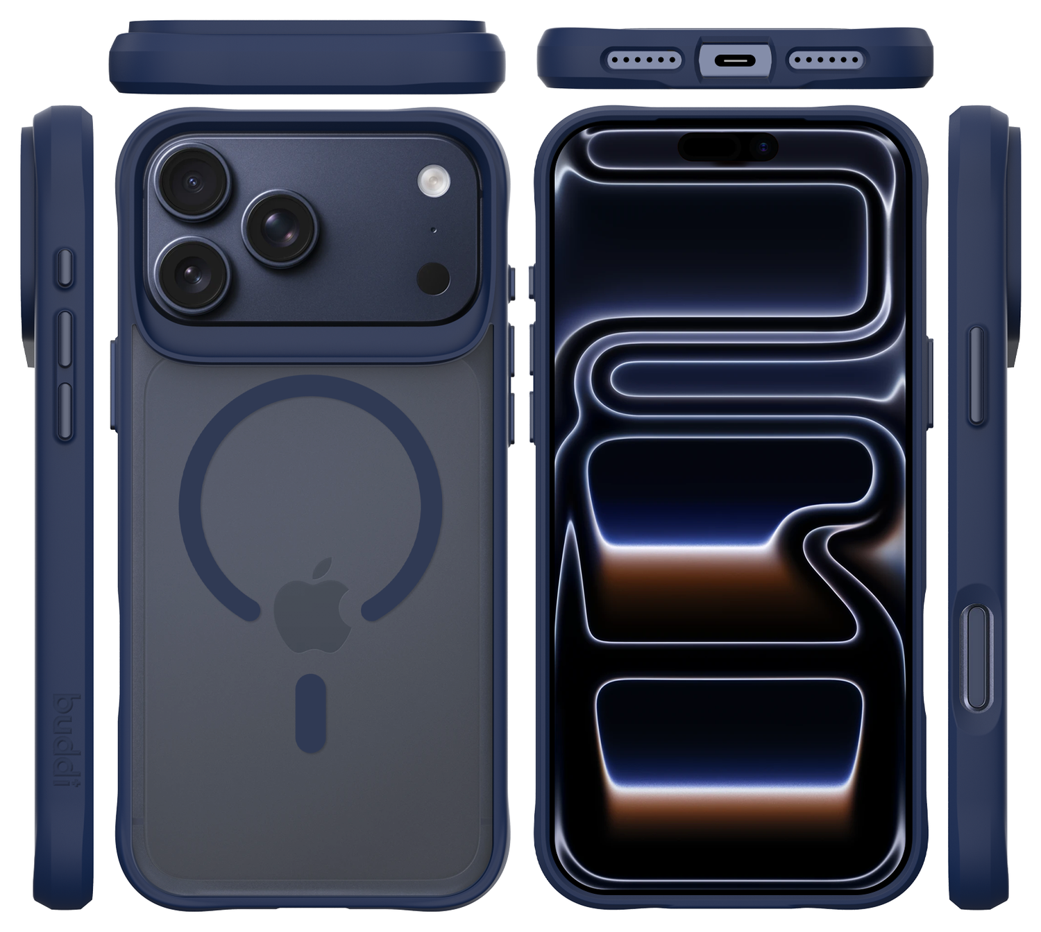 Buddi Hybrid iPhone 17 Pro Max Hoesje MagSafe Back Cover Matte Blauw afbeelding 8