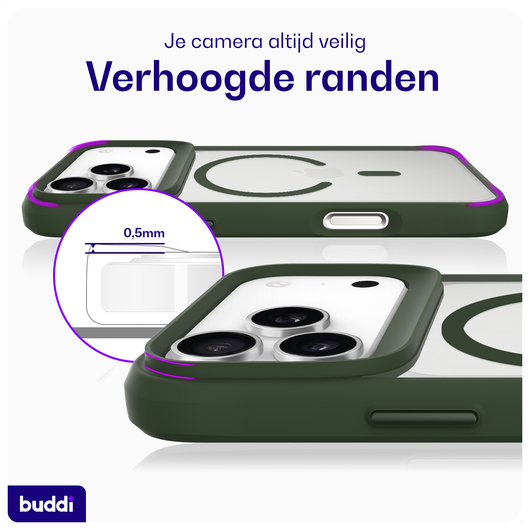 Buddi Hybrid iPhone 17 Pro Max Hoesje MagSafe Back Cover Matte Groen afbeelding 5