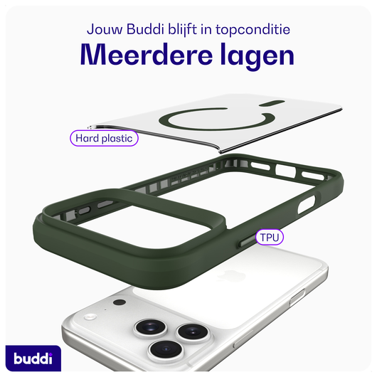 Buddi Hybrid iPhone 17 Pro Max Hoesje MagSafe Back Cover Matte Groen afbeelding 7