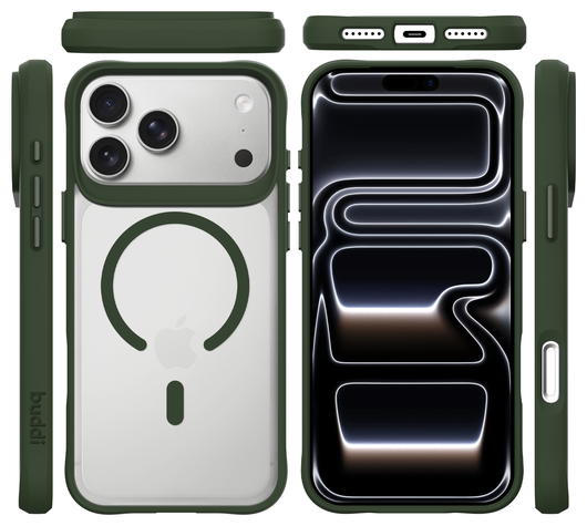 Buddi Hybrid iPhone 17 Pro Max Hoesje MagSafe Back Cover Matte Groen afbeelding 10