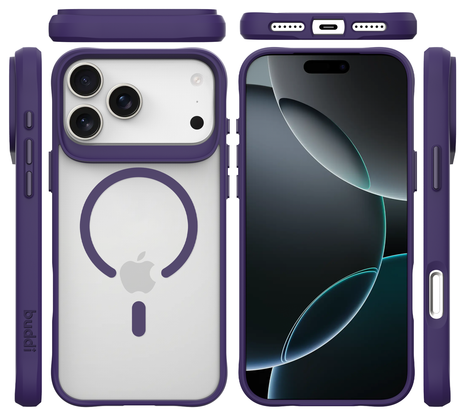 Buddi Hybrid Apple iPhone 17 Pro Max Hoesje MagSafe Back Cover Matte Paars afbeelding 9