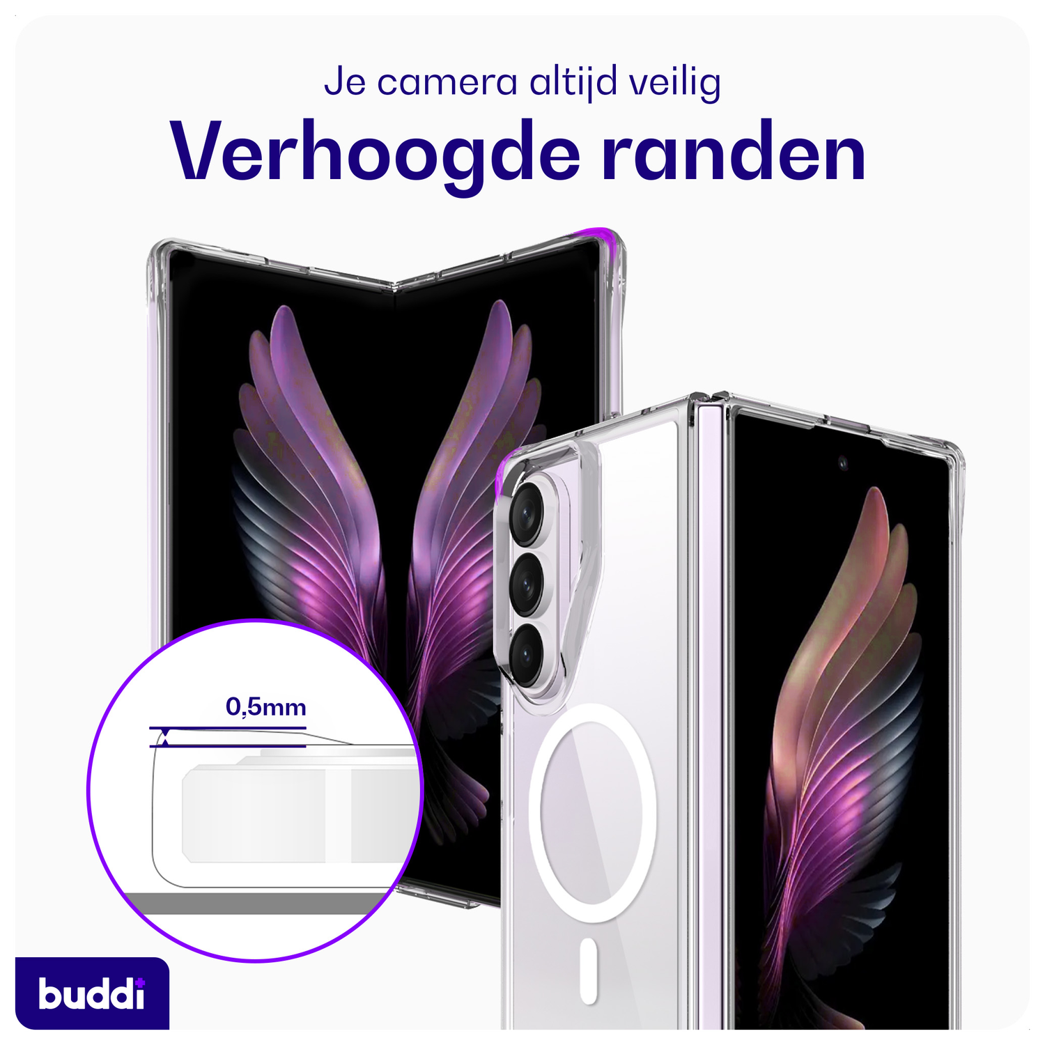 Buddi Core Samsung Galaxy Z Fold 7 Hoesje MagSafe Back Cover Transparant afbeelding 3