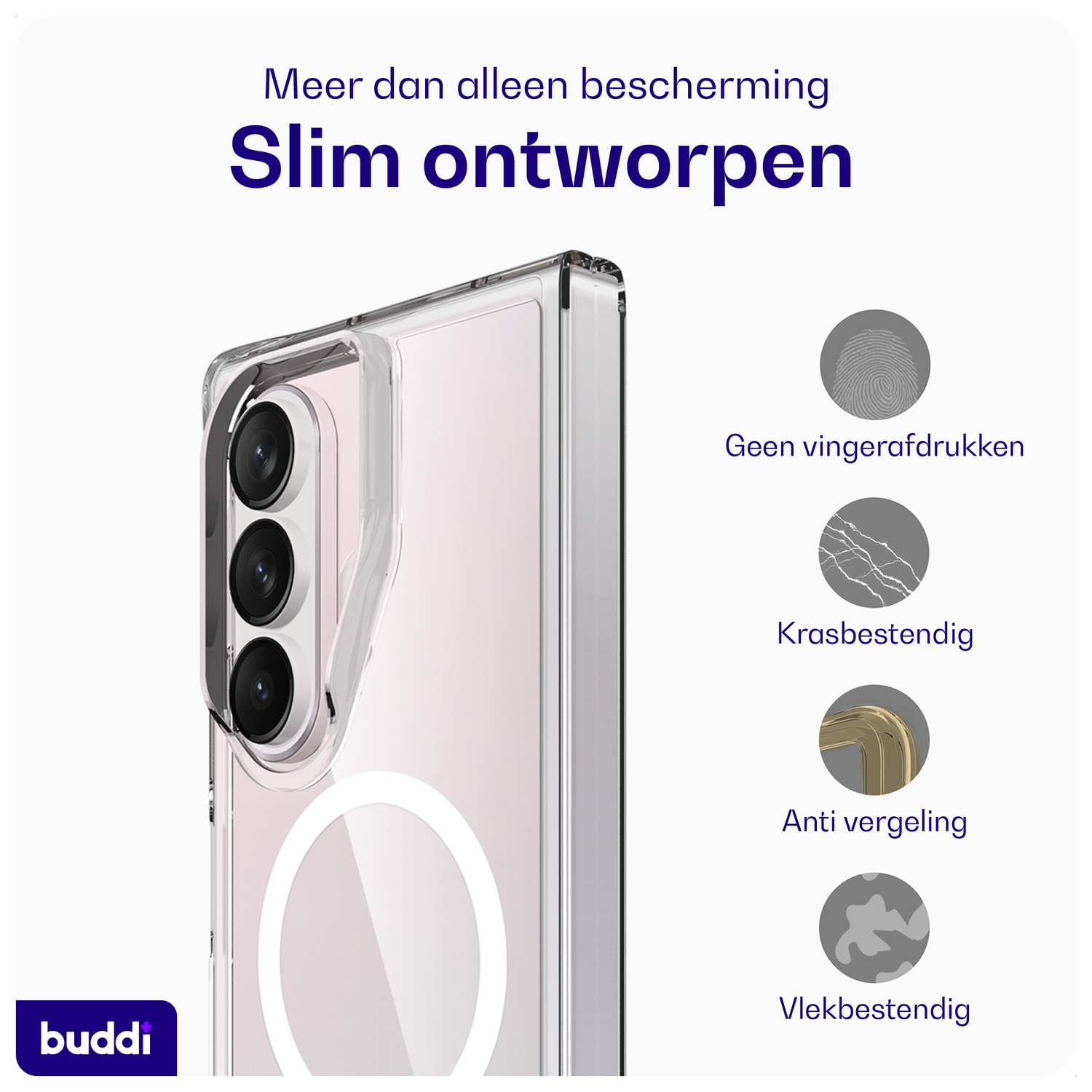 Buddi Core Samsung Galaxy Z Fold 7 Hoesje MagSafe Back Cover Transparant afbeelding 5