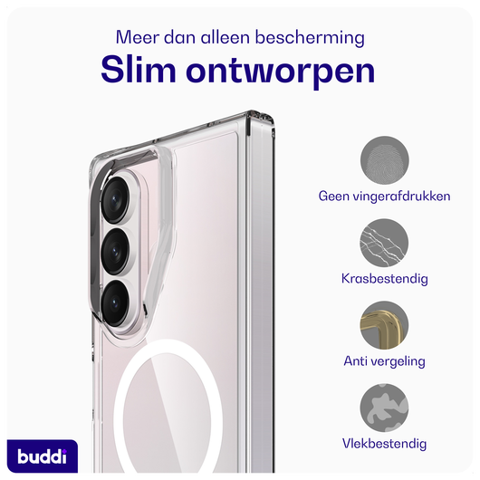 Buddi Core Samsung Galaxy Z Fold 7 Hoesje MagSafe Back Cover Transparant afbeelding 5