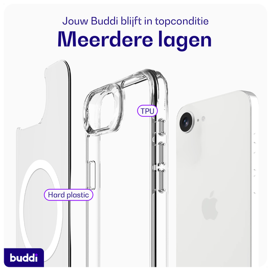 Buddi Core Apple iPhone 16e Hoesje MagSafe Back Cover Transparant afbeelding 6