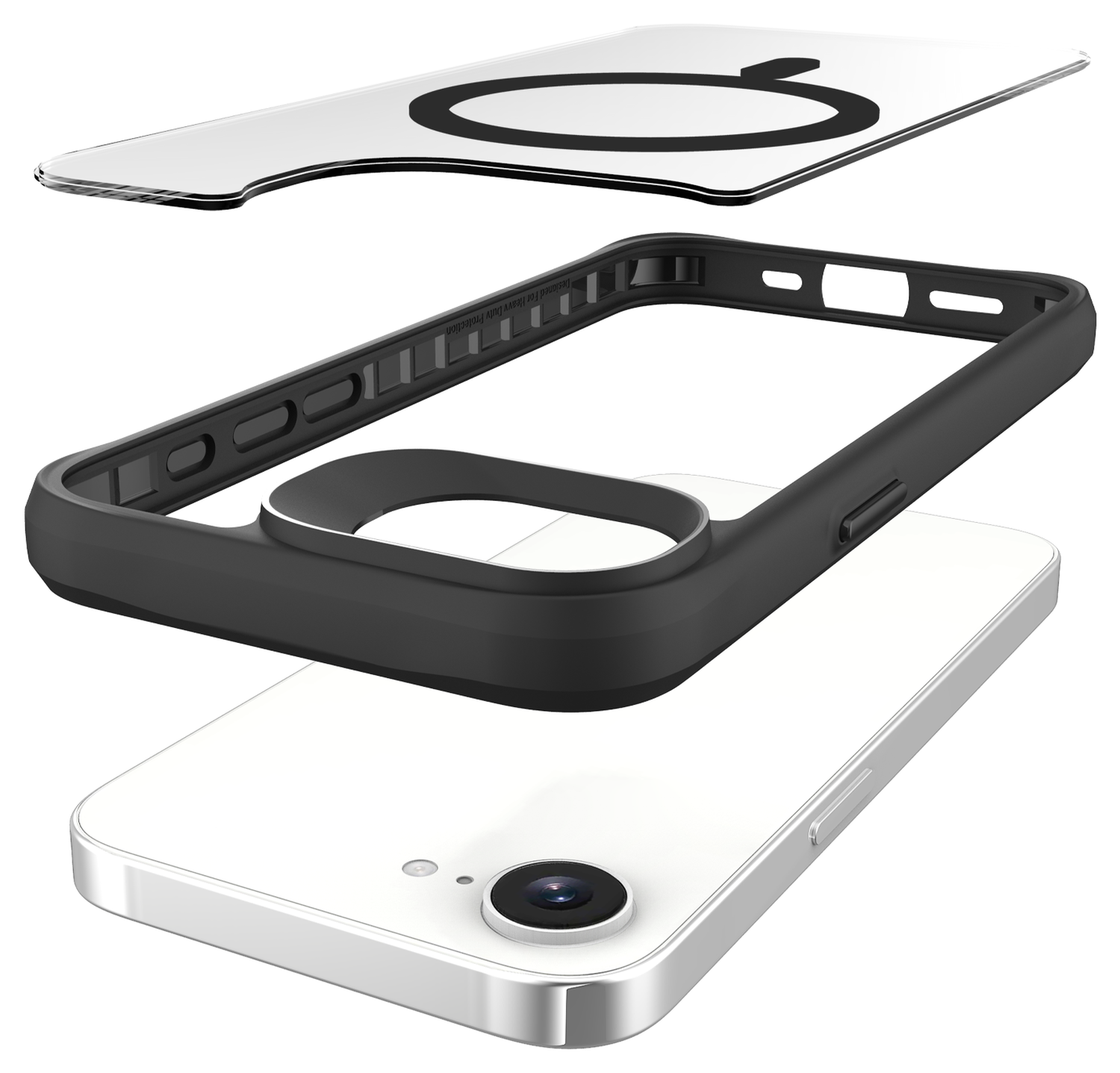 Buddi Hybrid Apple iPhone 16e Hoesje MagSafe Back Cover Transparant Zwart afbeelding 10