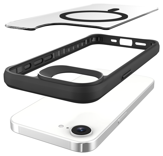 Buddi Hybrid Apple iPhone 16e Hoesje MagSafe Back Cover Transparant Zwart afbeelding 10