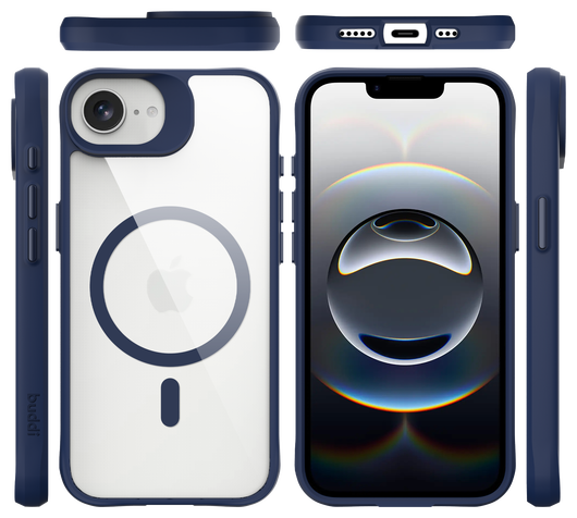 Buddi Hybrid Apple iPhone 16e Hoesje MagSafe Back Cover Transparant Blauw afbeelding 9