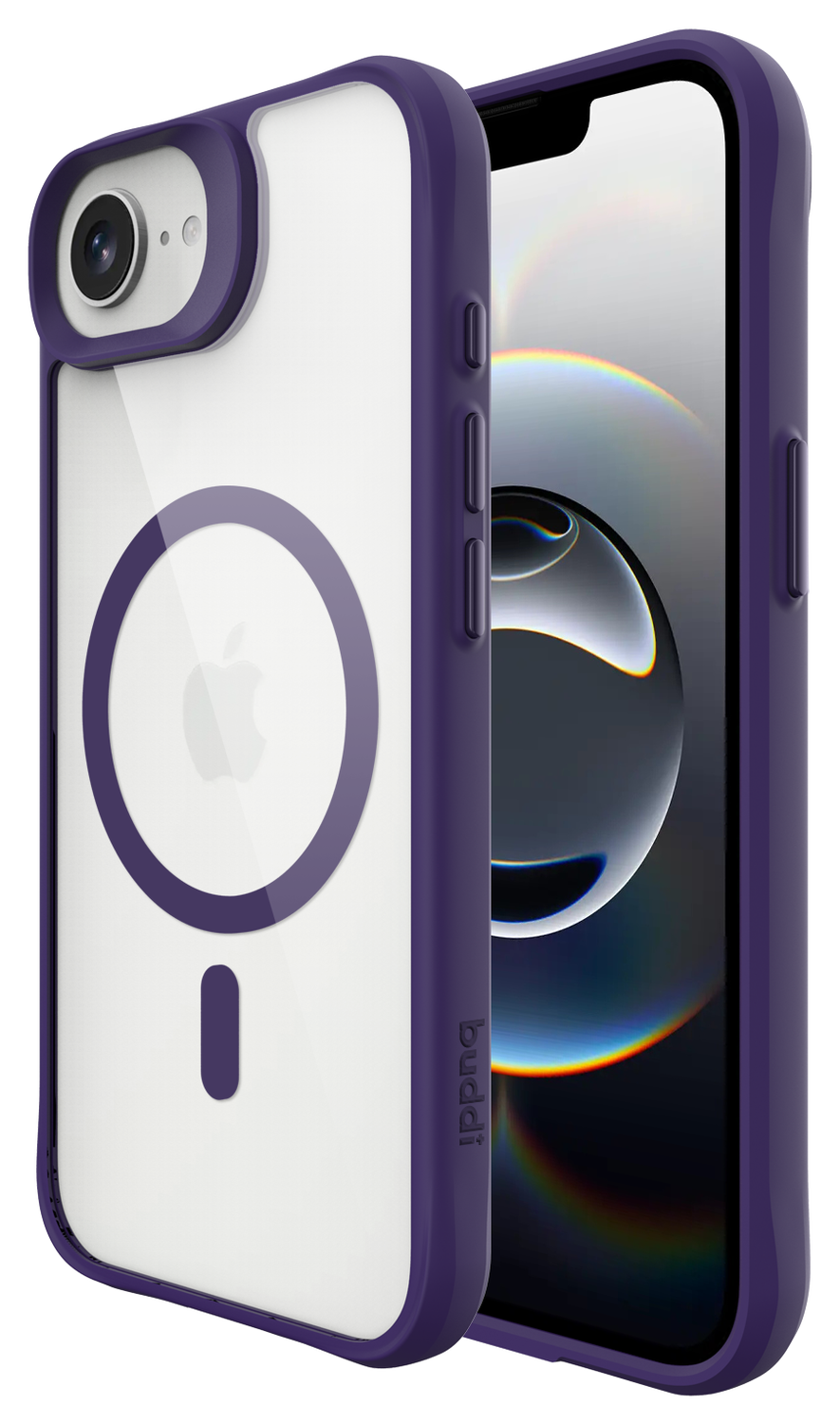 Buddi Hybrid Apple iPhone 16e Hoesje MagSafe Back Cover Transparant Paars afbeelding 1