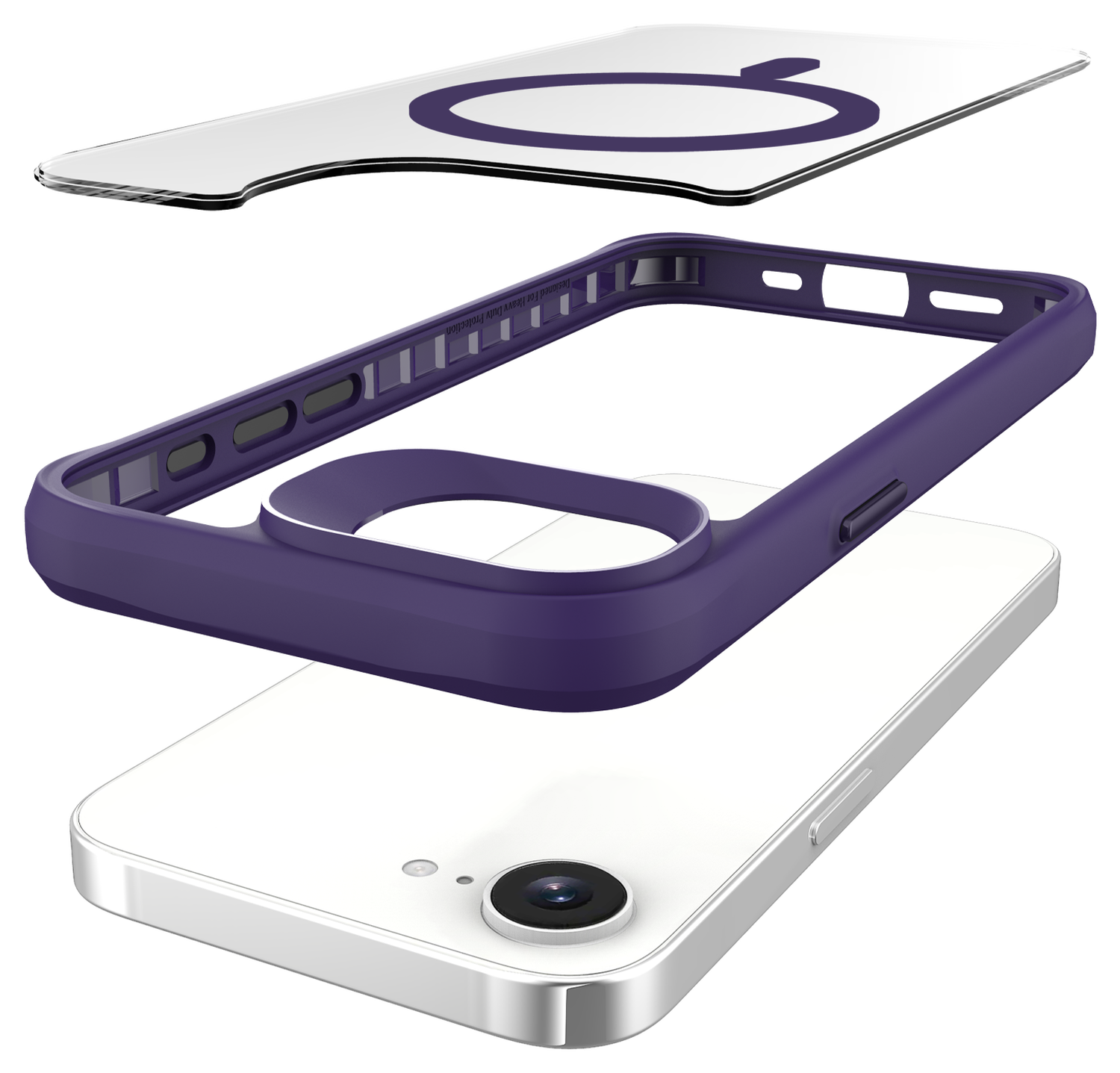 Buddi Hybrid Apple iPhone 16e Hoesje MagSafe Back Cover Transparant Paars afbeelding 10
