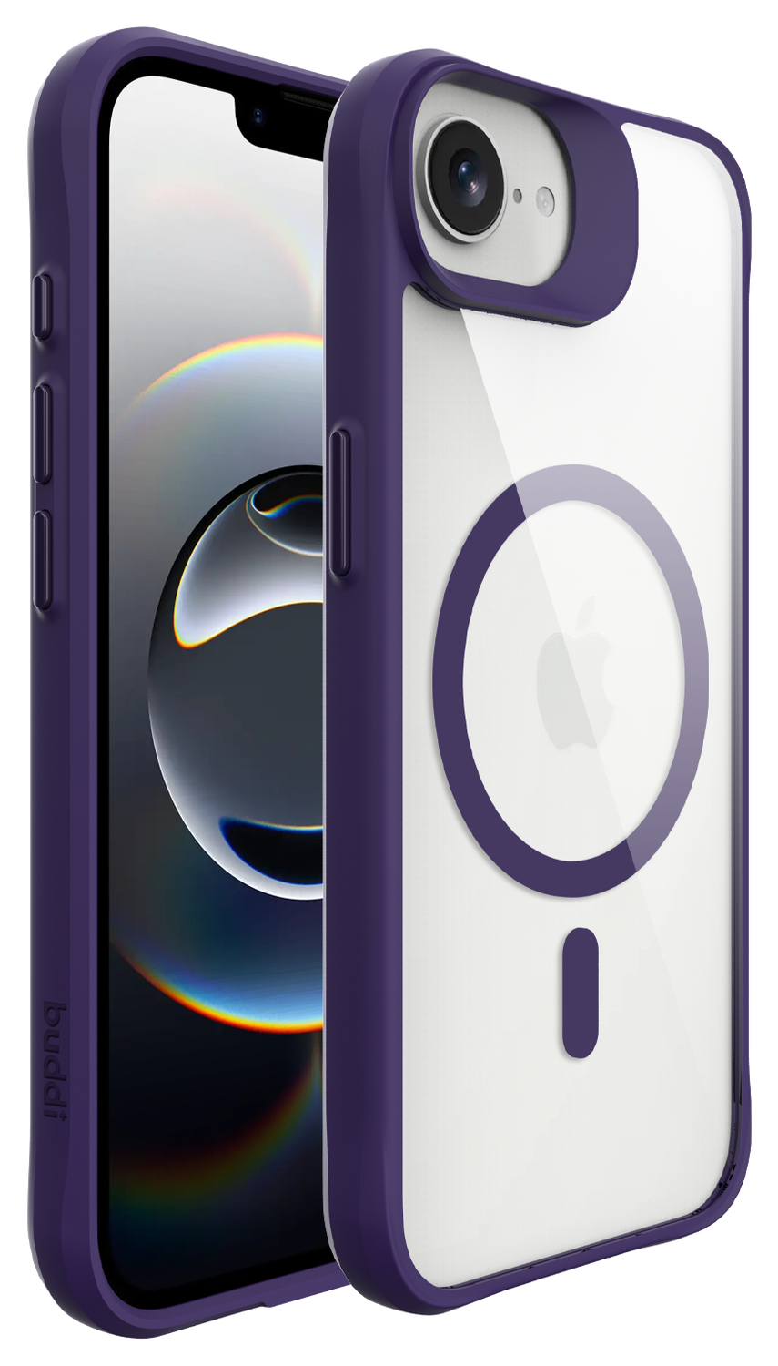 Buddi Hybrid Apple iPhone 16e Hoesje MagSafe Back Cover Transparant Paars afbeelding 8