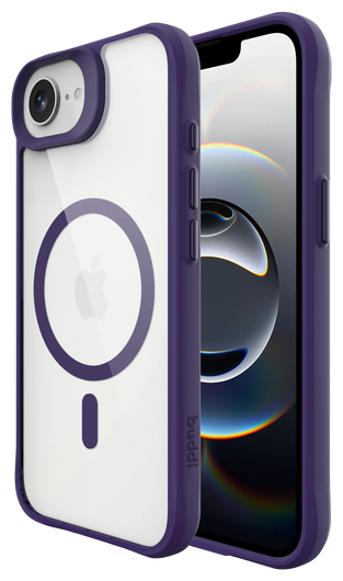 Buddi Hybrid Apple iPhone 16e Hoesje MagSafe Back Cover Transparant Paars afbeelding 1
