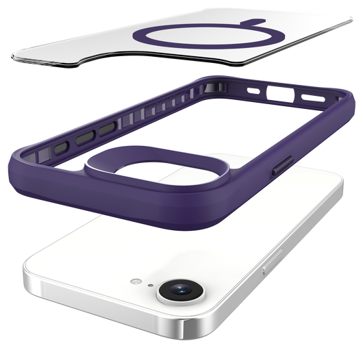 Buddi Hybrid Apple iPhone 16e Hoesje MagSafe Back Cover Transparant Paars afbeelding 10