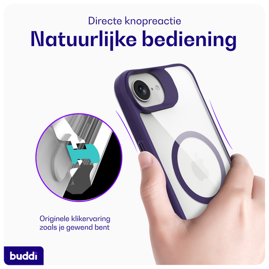 Buddi Hybrid Apple iPhone 16e Hoesje MagSafe Back Cover Transparant Paars afbeelding 4