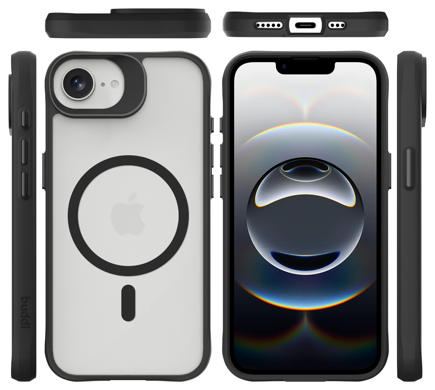 Buddi Hybrid Apple iPhone 16e Hoesje MagSafe Back Cover Matte Zwart afbeelding 9