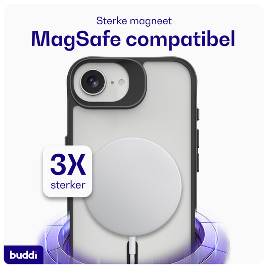 Buddi Hybrid Apple iPhone 16e Hoesje MagSafe Back Cover Matte Zwart afbeelding 3