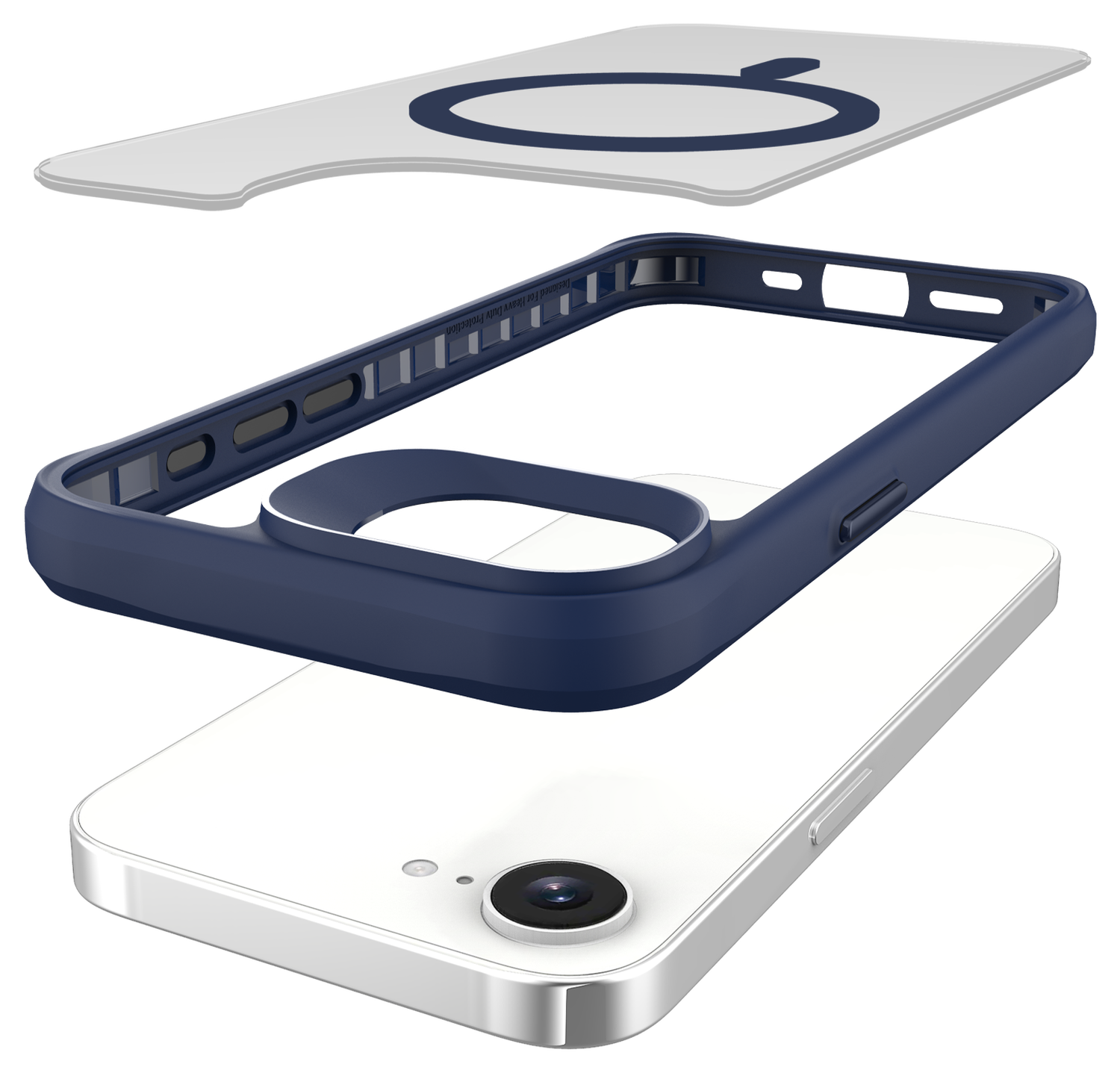 Buddi Hybrid Apple iPhone 16e Hoesje MagSafe Back Cover Matte Blauw afbeelding 10