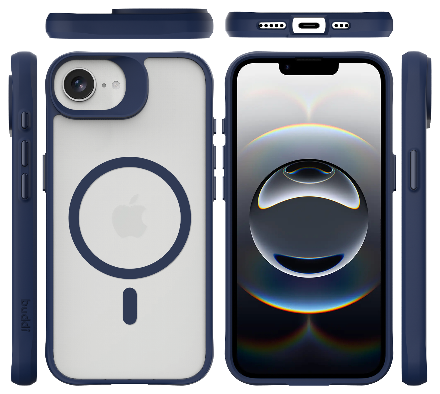 Buddi Hybrid Apple iPhone 16e Hoesje MagSafe Back Cover Matte Blauw afbeelding 9