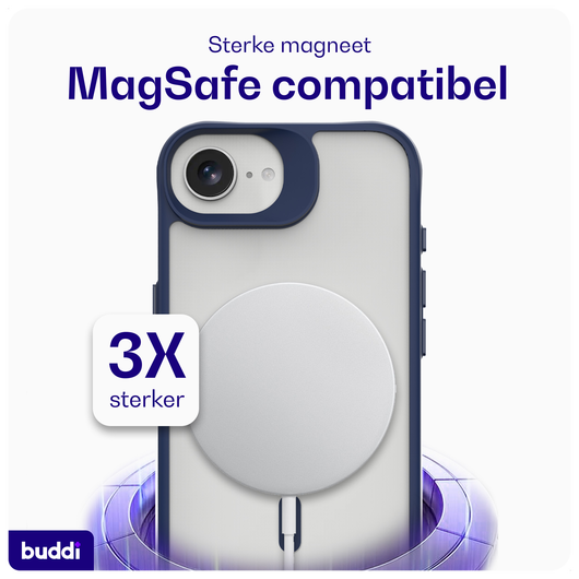 Buddi Hybrid Apple iPhone 16e Hoesje MagSafe Back Cover Matte Blauw afbeelding 3