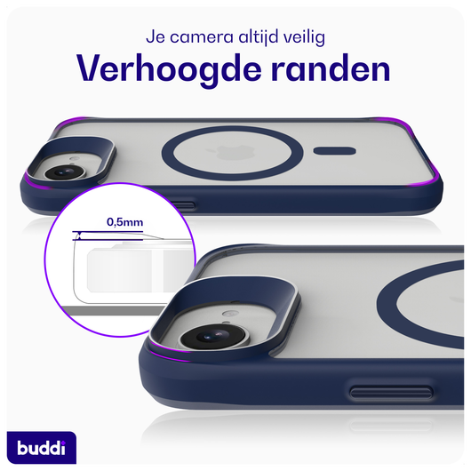 Buddi Hybrid Apple iPhone 16e Hoesje MagSafe Back Cover Matte Blauw afbeelding 5