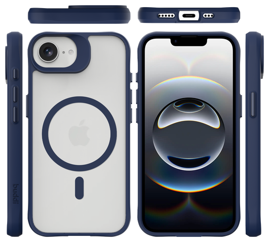 Buddi Hybrid Apple iPhone 16e Hoesje MagSafe Back Cover Matte Blauw afbeelding 9