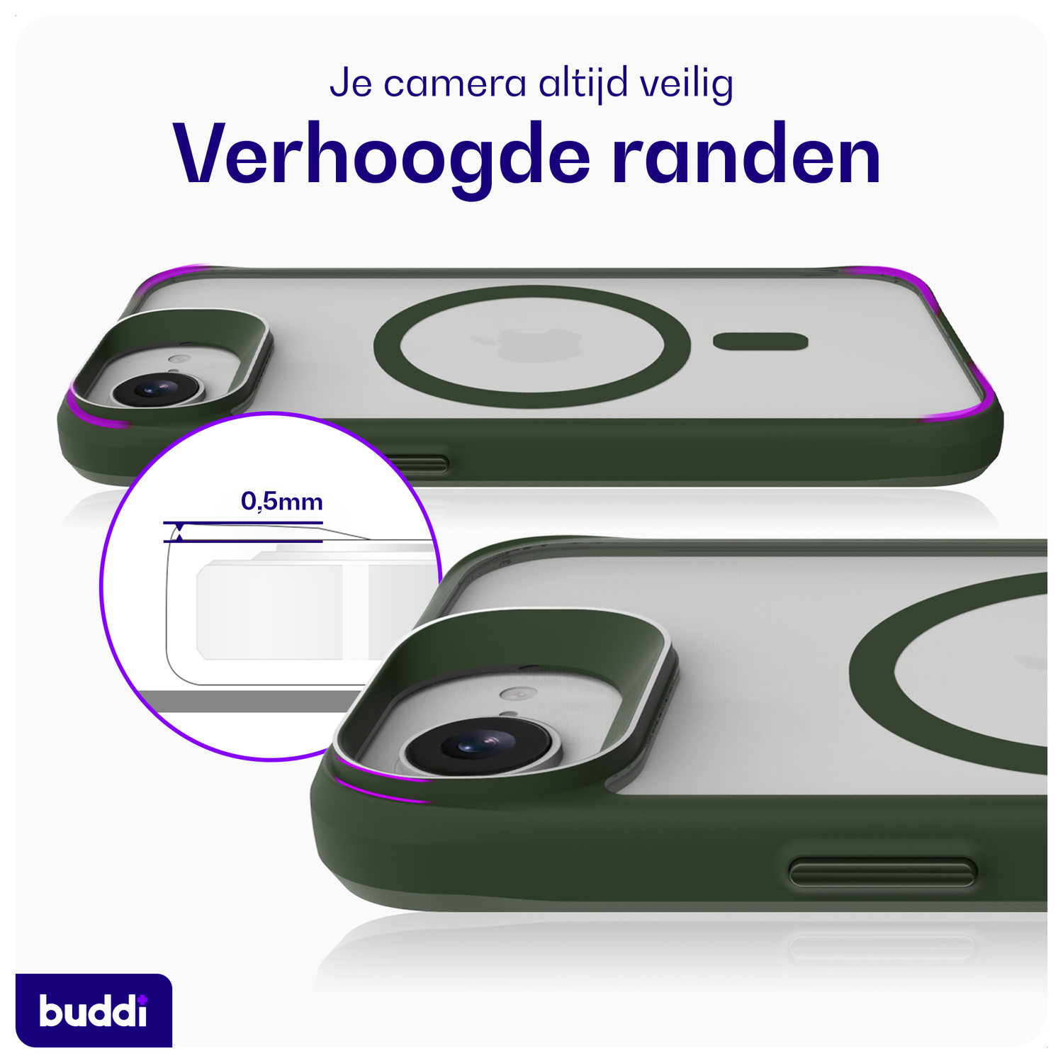 Buddi Hybrid Apple iPhone 16e Hoesje MagSafe Back Cover Matte Groen afbeelding 5