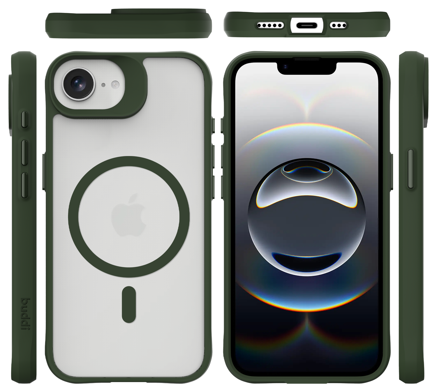 Buddi Hybrid Apple iPhone 16e Hoesje MagSafe Back Cover Matte Groen afbeelding 9